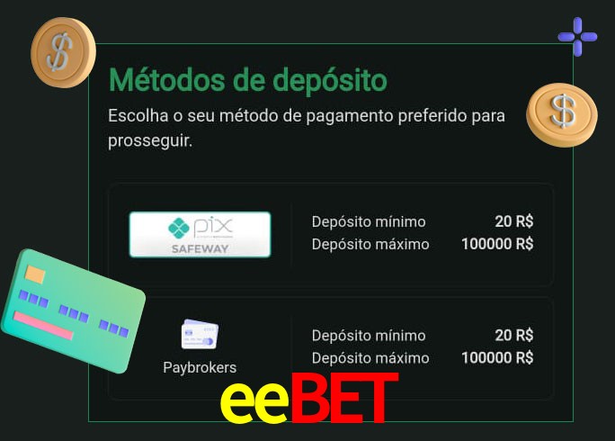 O cassino eebet oferece uma grande variedade de métodos de pagamento